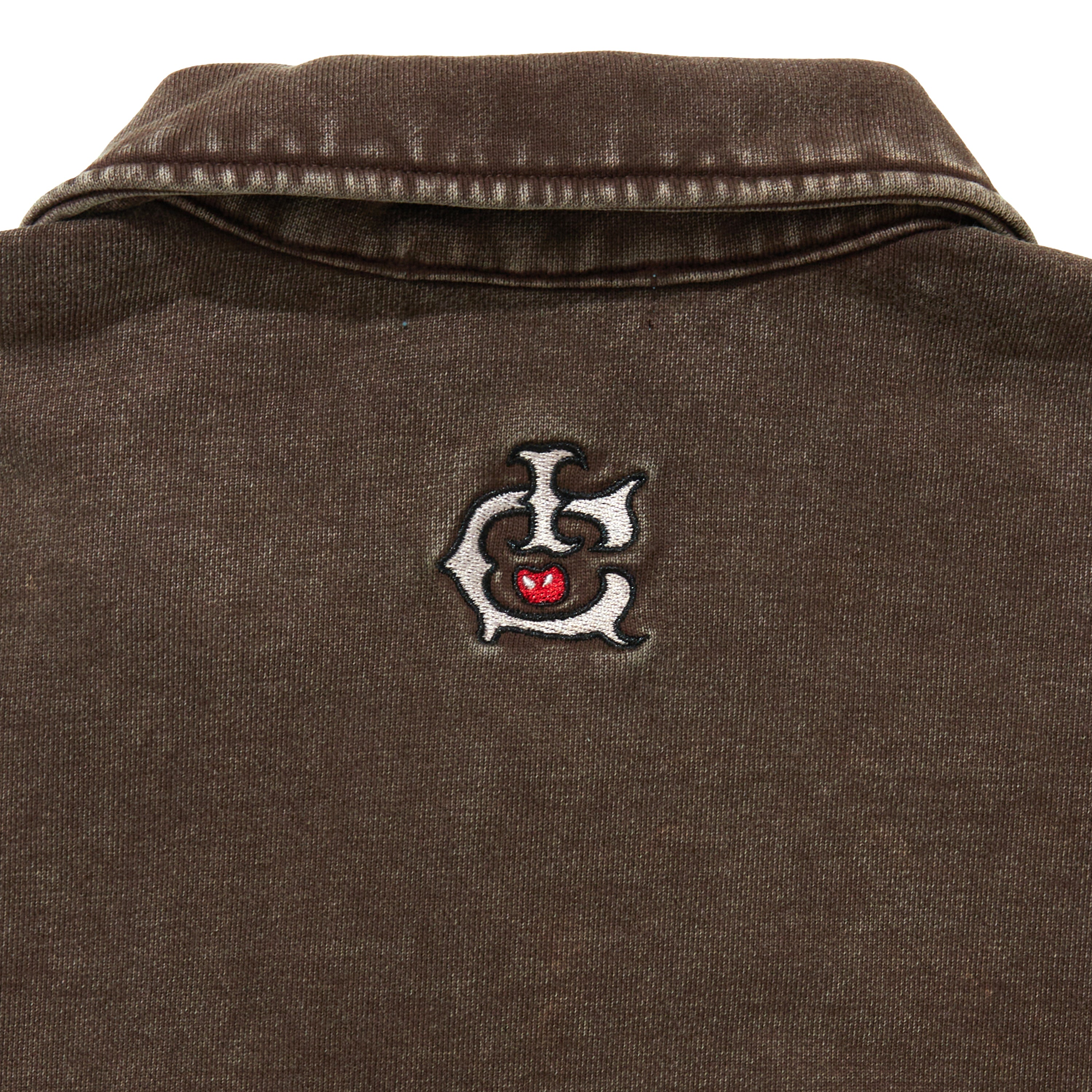 Load image into Gallery viewer, Embroidered Logo Damaged Hafe Zip Sweatshirt