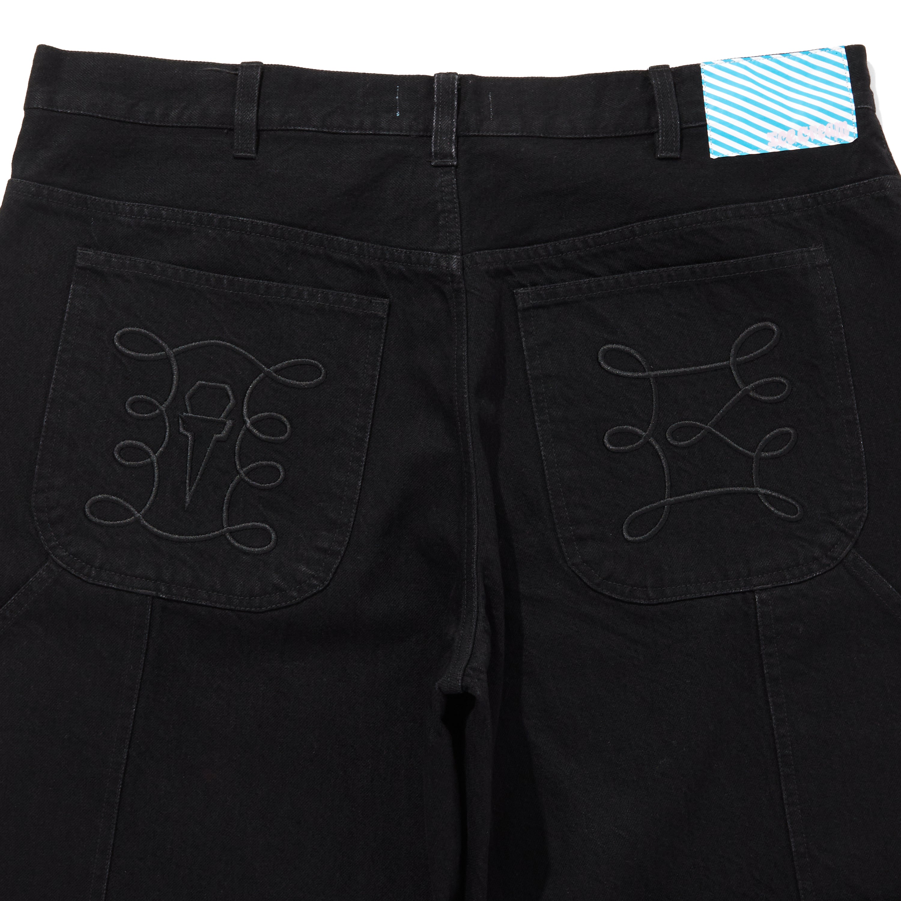 画像をギャラリービューアに読み込む, APPLIQUE LOGO BUGGY DENIM PANTS