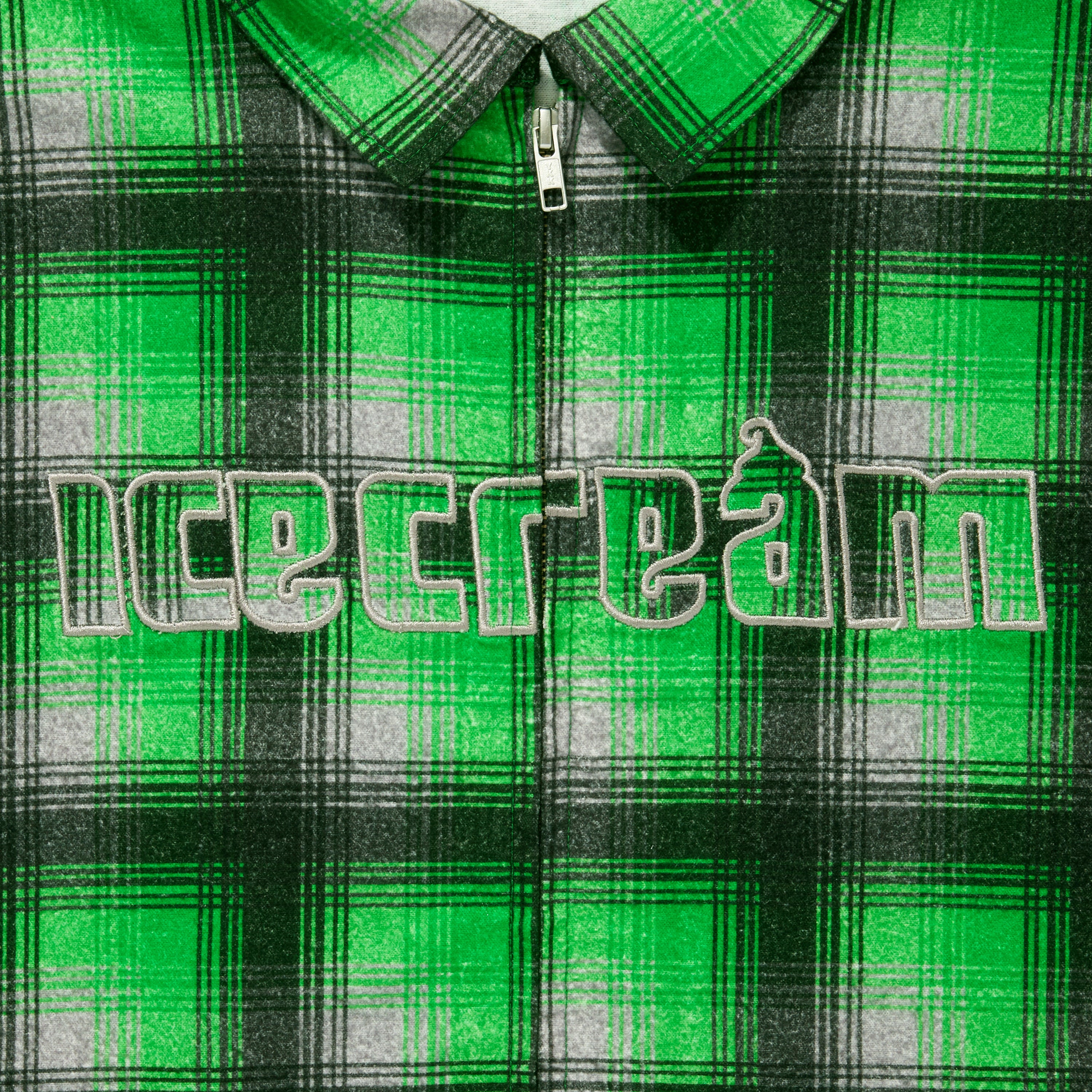 画像をギャラリービューアに読み込む, APPLIQUE LOGO FLANNEL CHECK ZIP UP SHIRT