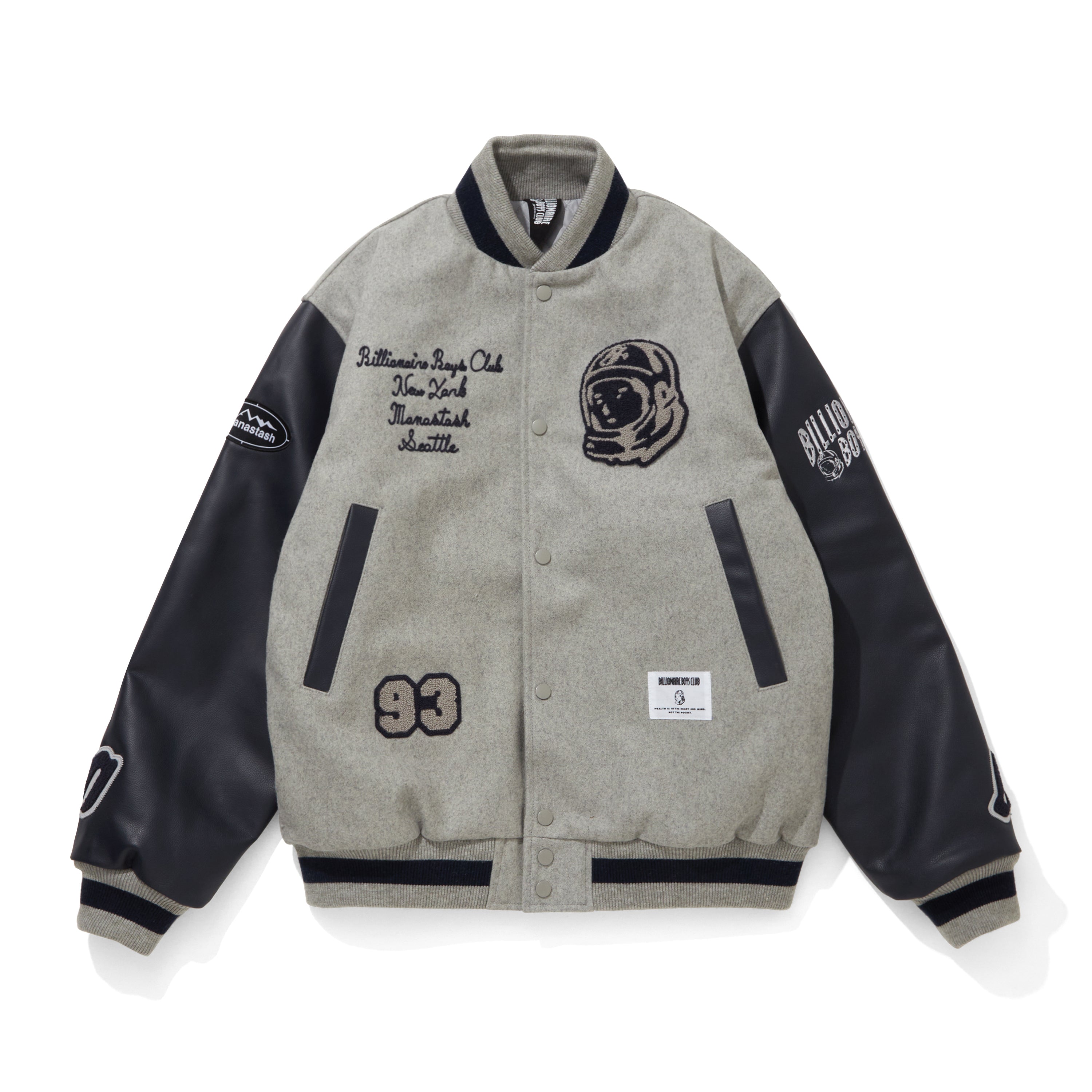 Billionaire Boys Club スタジャン S Billionire Boys Club X Manastash Leather Sleeve Varsity Jacket