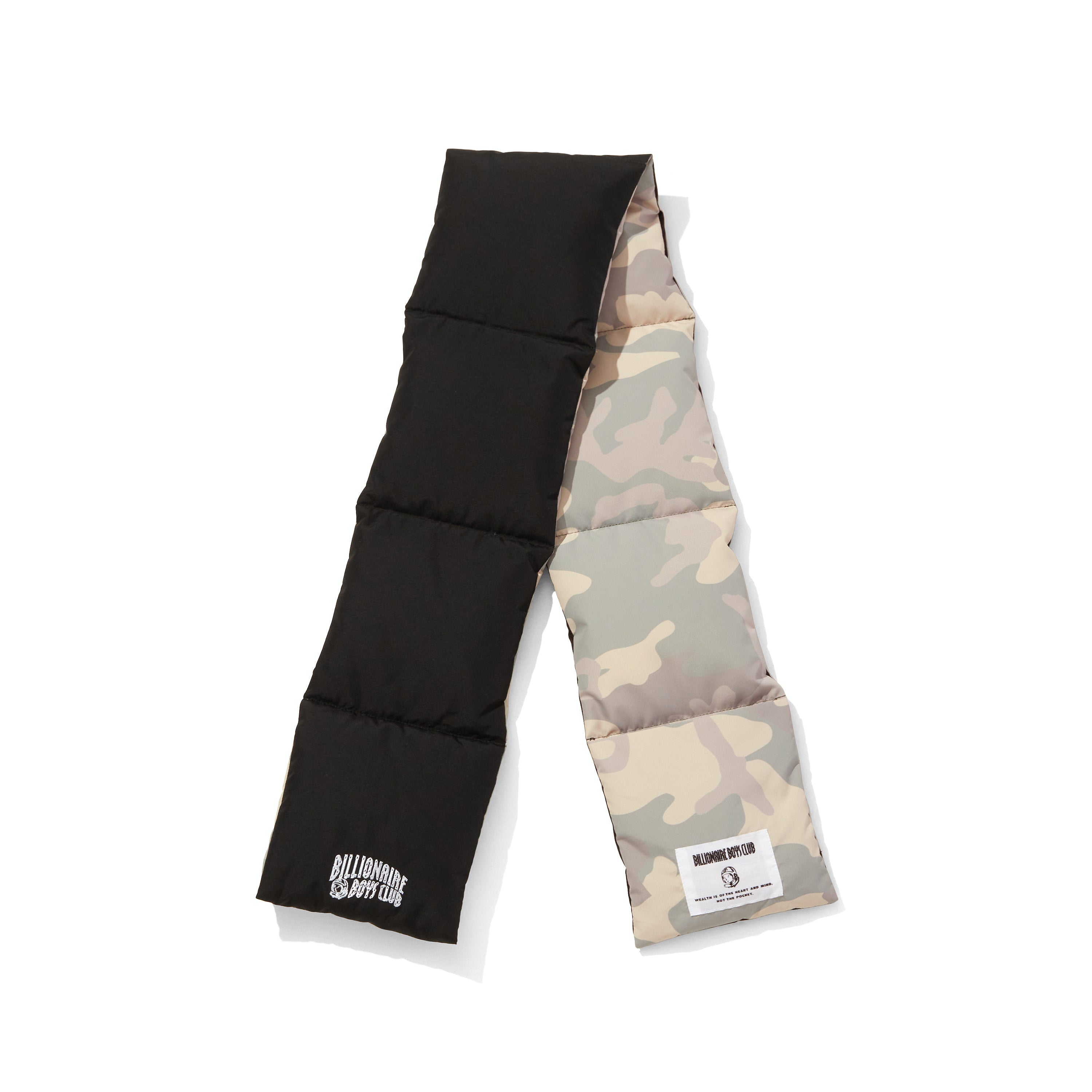 Load image into Gallery viewer, BILLIONAIRE BOYS CLUB x FIRST DOWN REVERSIBLE DOWN SCARF MICROFT®/CAMOUFLAGE
