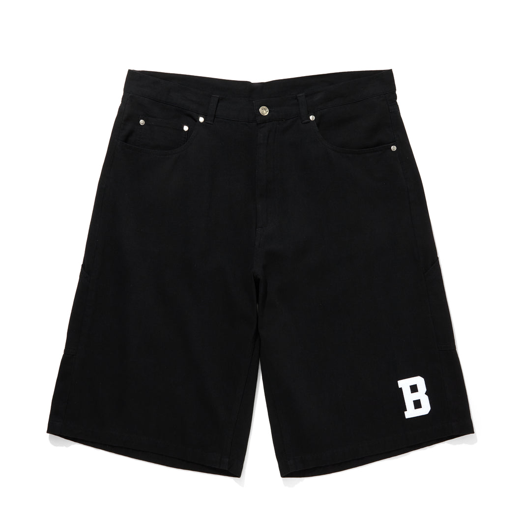 FELT LOGO WASHED COTTON BAGGY SHORTS