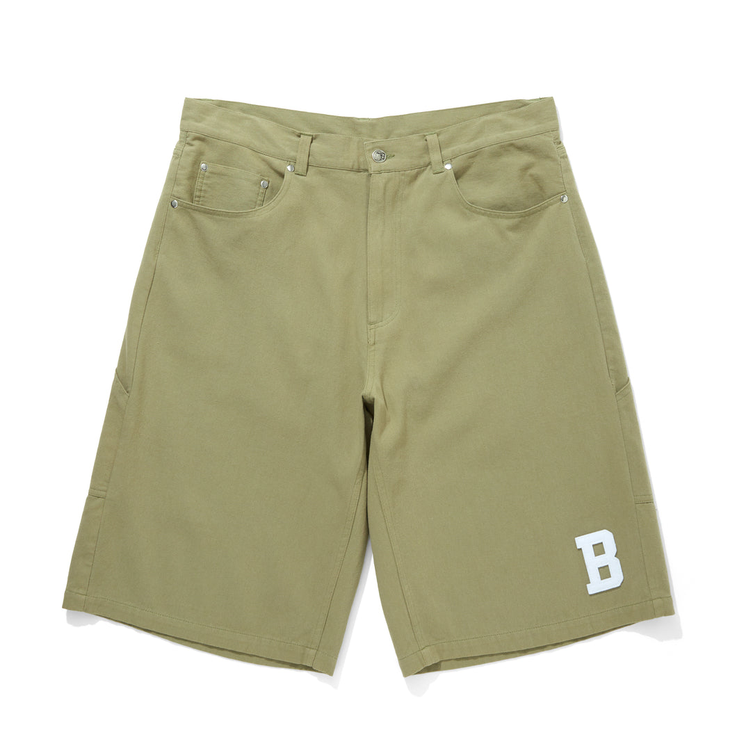 FELT LOGO WASHED COTTON BAGGY SHORTS