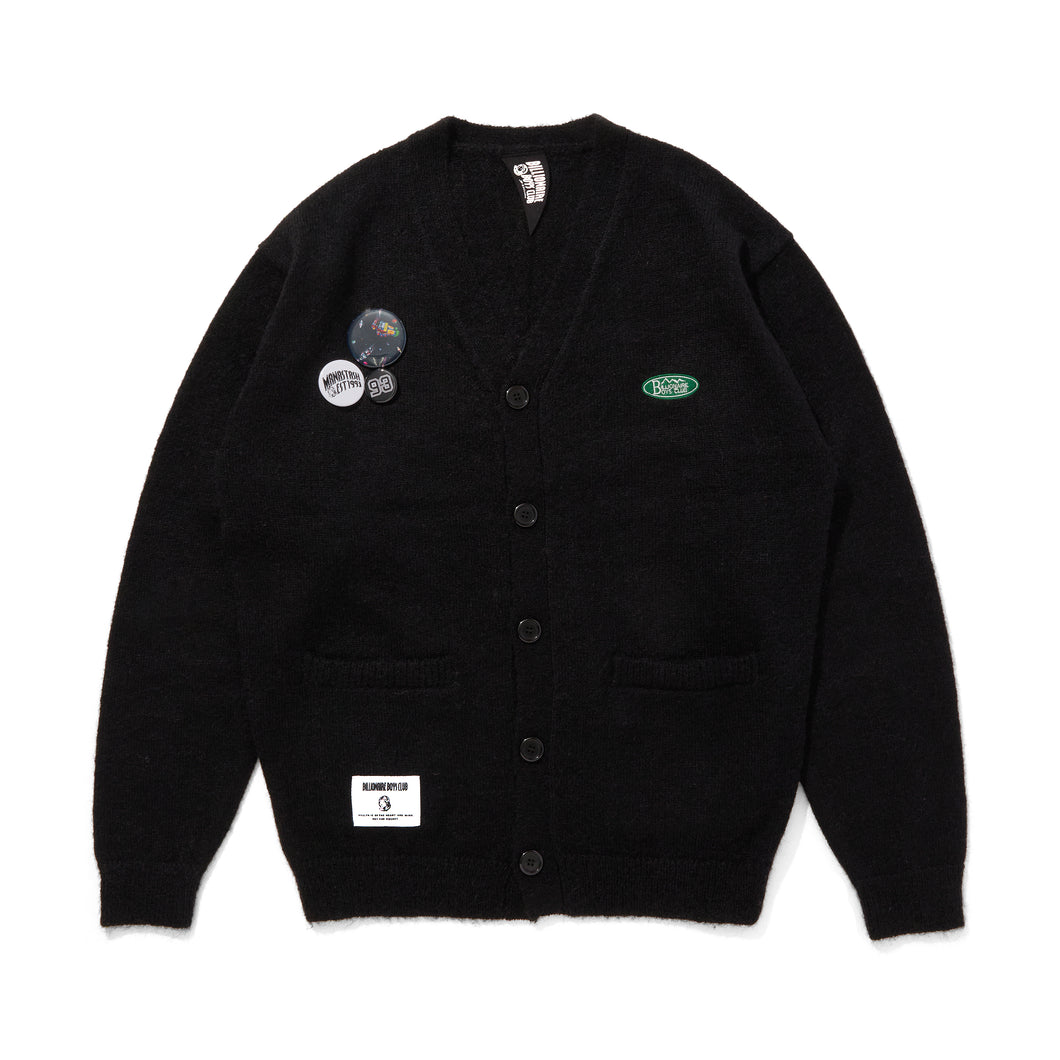 BILLIONAIRE BOYS CLUB x MANASTASH EMBROIDER LOGO KNIT CARDIGAN WITH BADGE