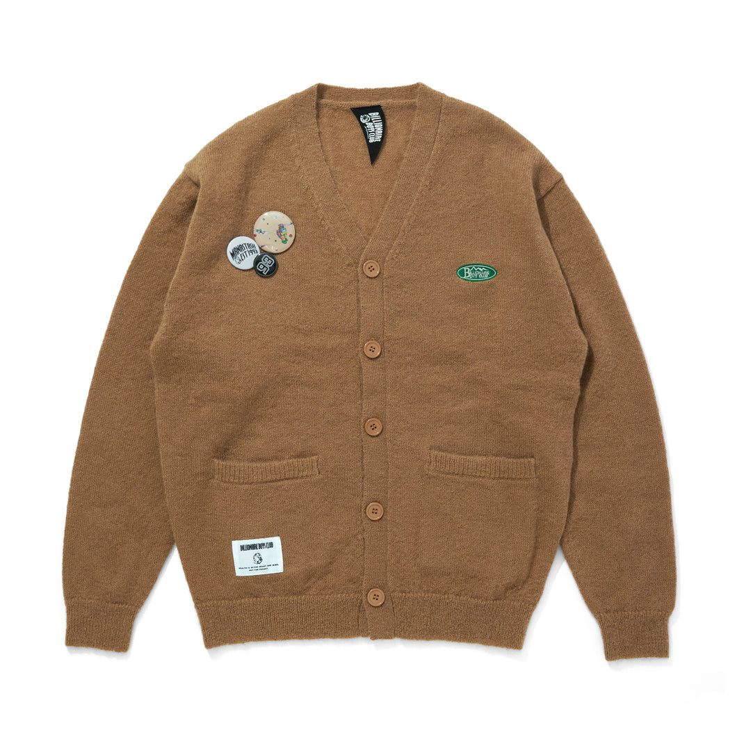 BILLIONAIRE BOYS CLUB x MANASTASH EMBROIDER LOGO KNIT CARDIGAN WITH BADGE