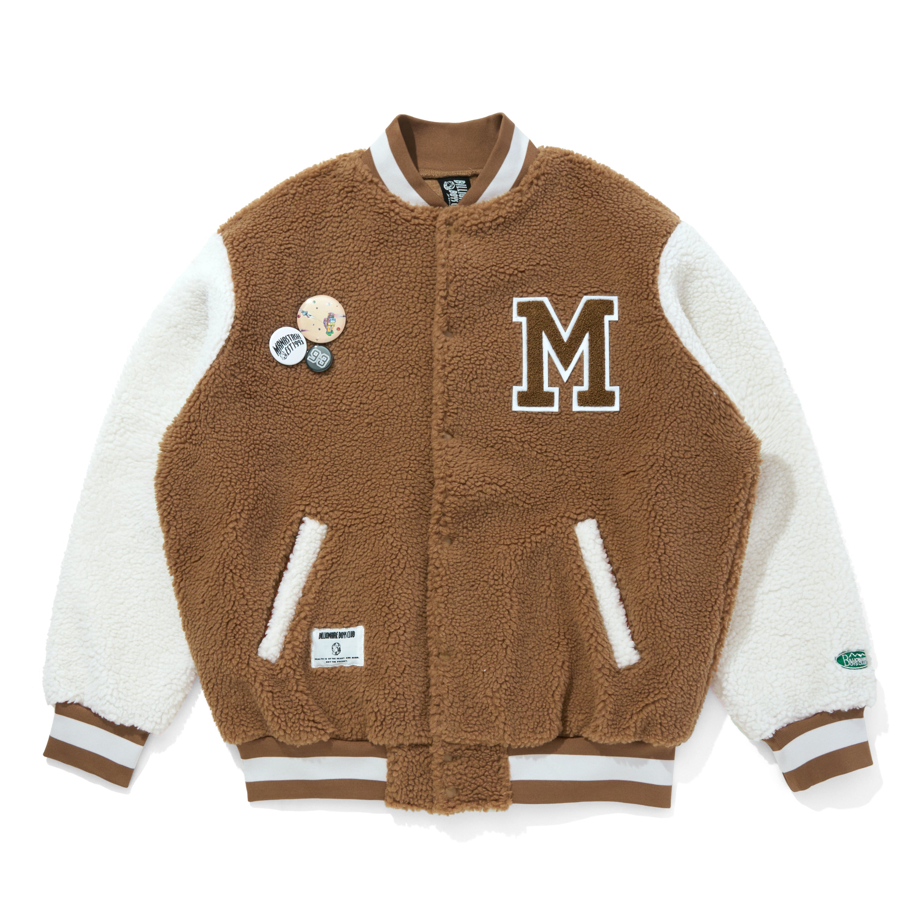 Load image into Gallery viewer, BILLIONAIRE BOYS CLUB x MANASTASH_BOA VARSITY JACKET WITH BADGES_ARCH LOGO
