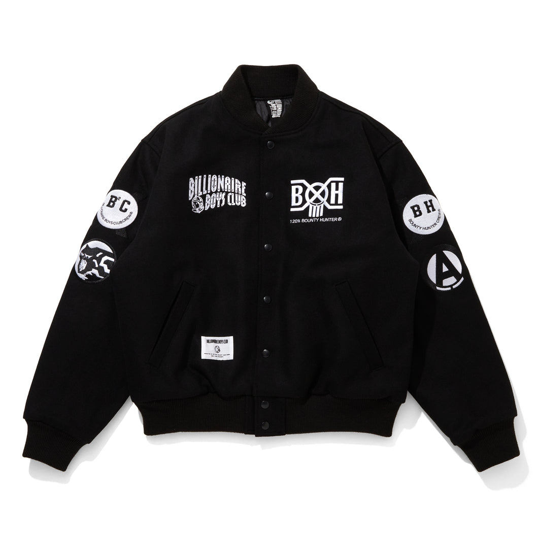 BILLIONAIRE BOYS CLUB x BOUNTY HUNTER MELTON VARSITY JACKET