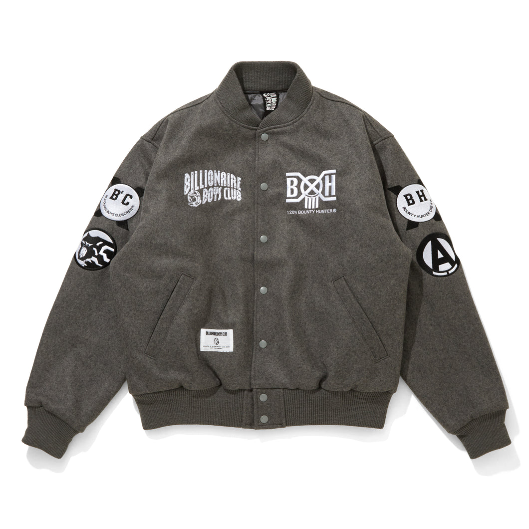 BILLIONAIRE BOYS CLUB x BOUNTY HUNTER MELTON VARSITY JACKET