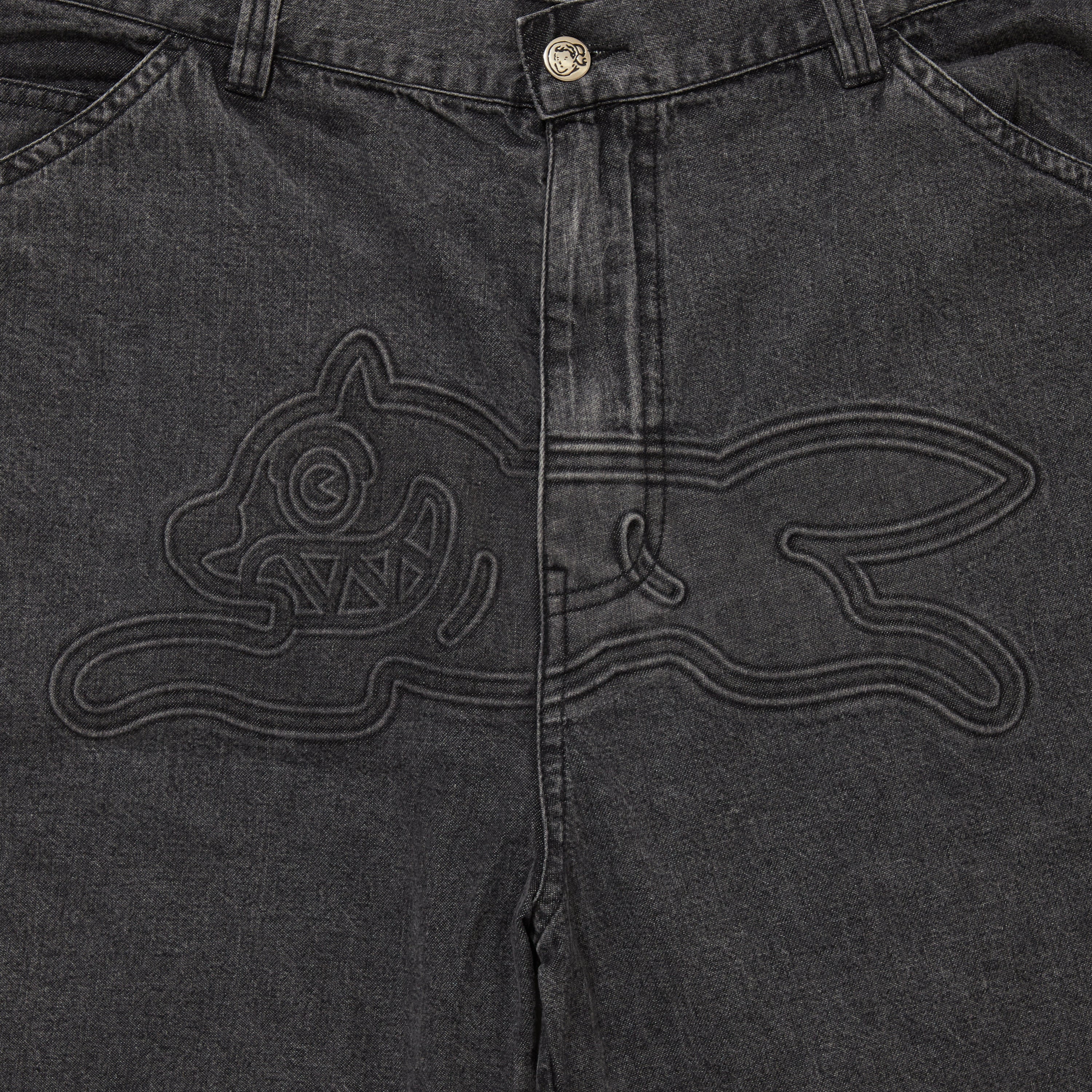Load image into Gallery viewer, EMBOSS LOGO DENIM SHORTS
