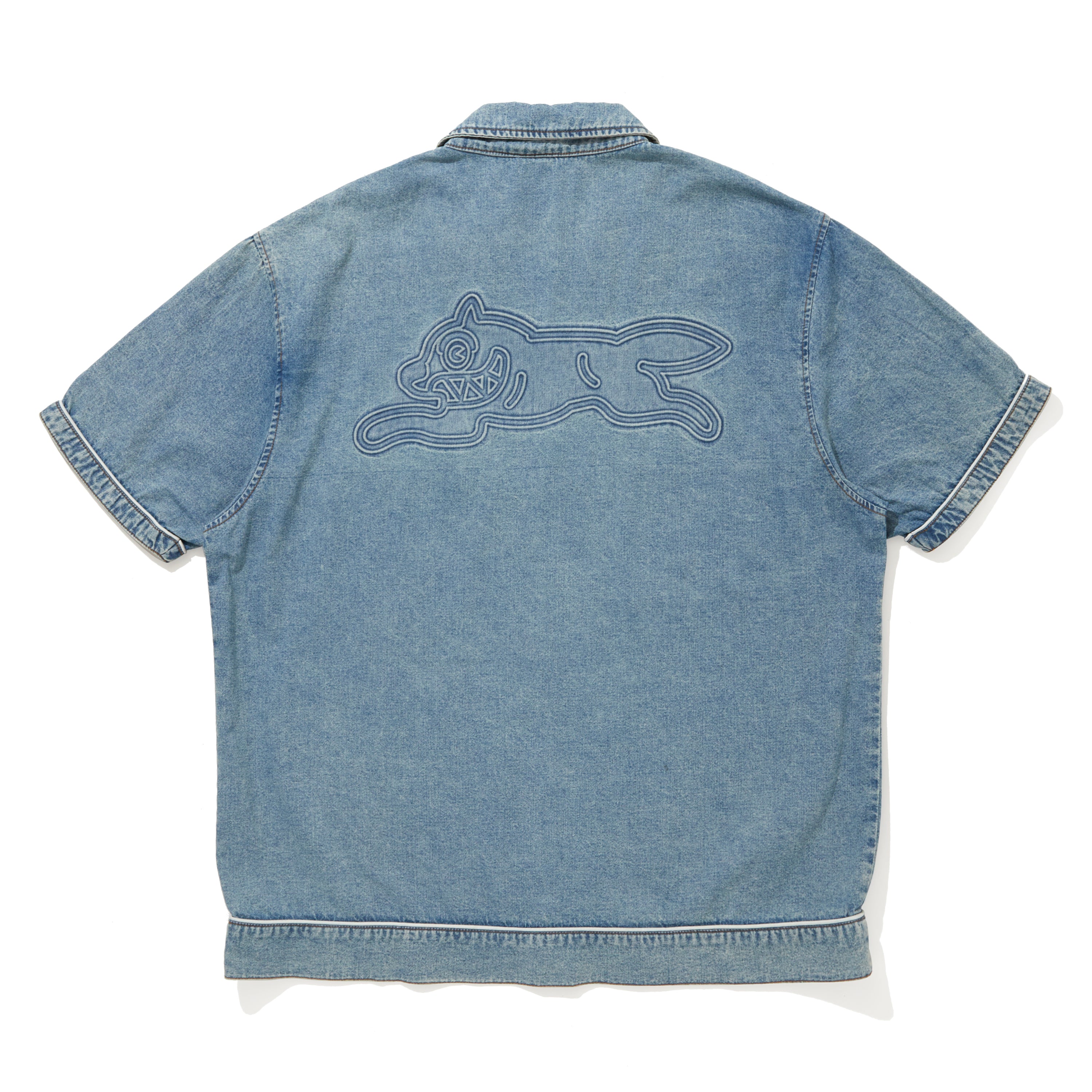 Load image into Gallery viewer, EMBOSS LOGO DENIM PIPING SHIRT
