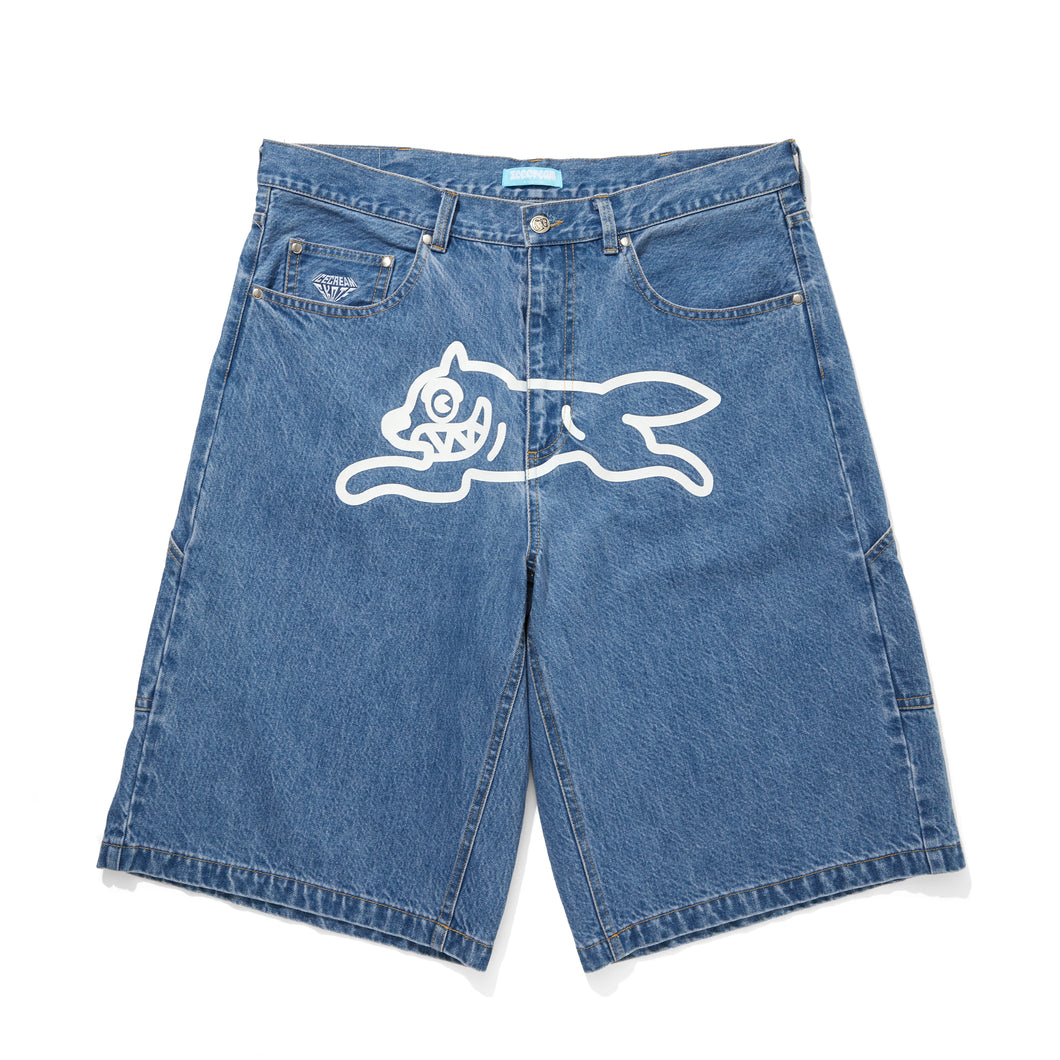 WASHED DENIM BAGGY SHORTS