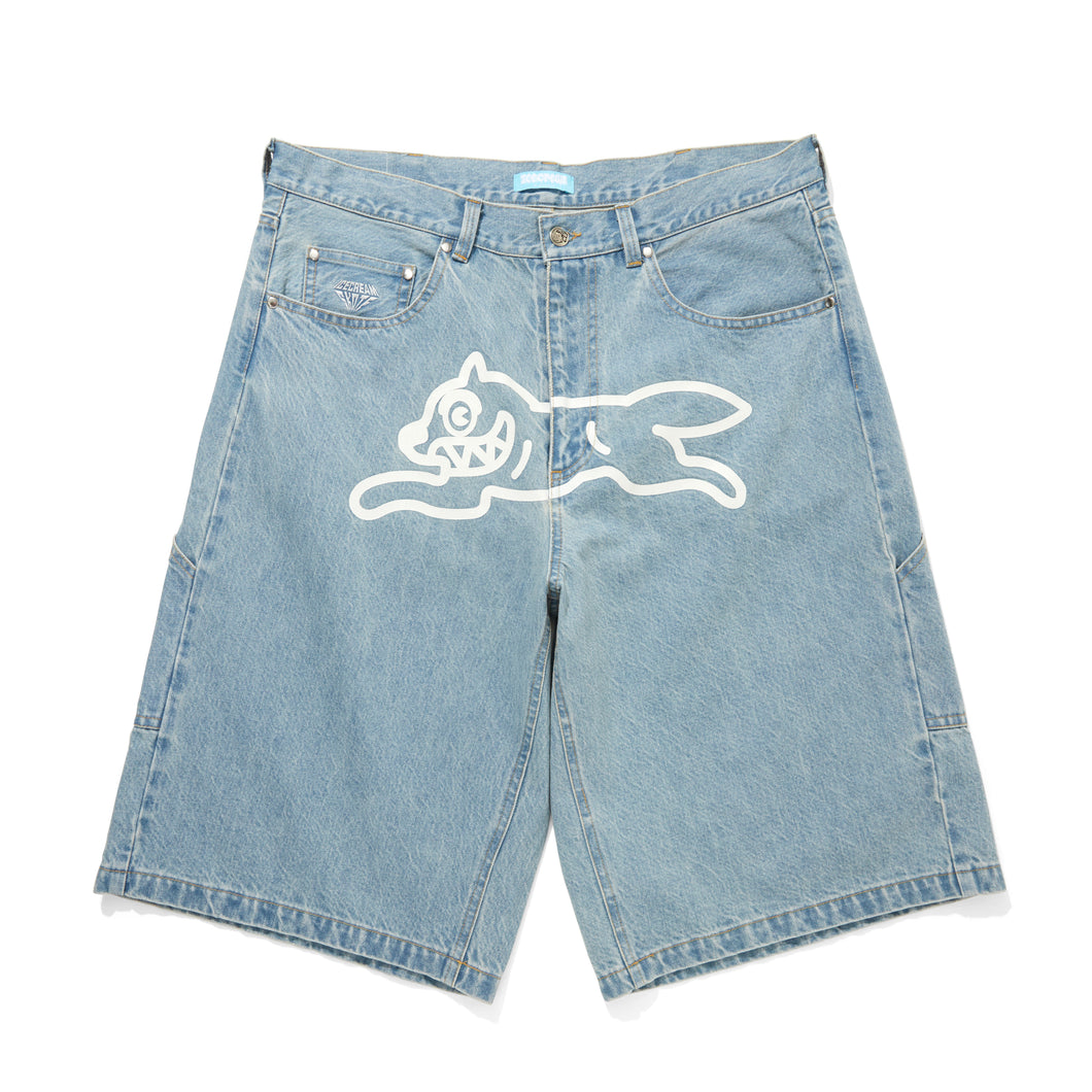 WASHED DENIM BAGGY SHORTS