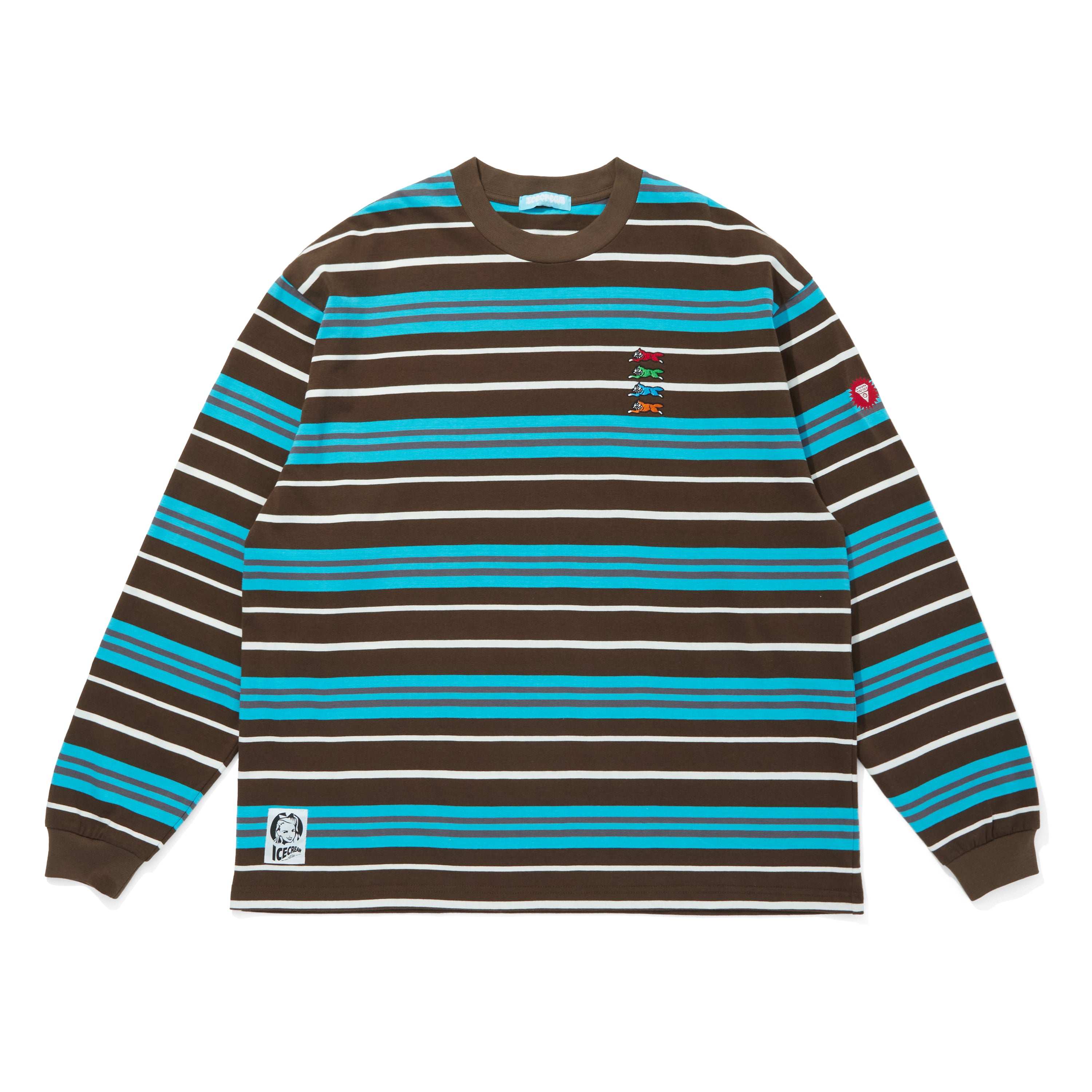 Load image into Gallery viewer, EMBROIDERED LOGO MULTI BORDER L/S T-SHIRT
