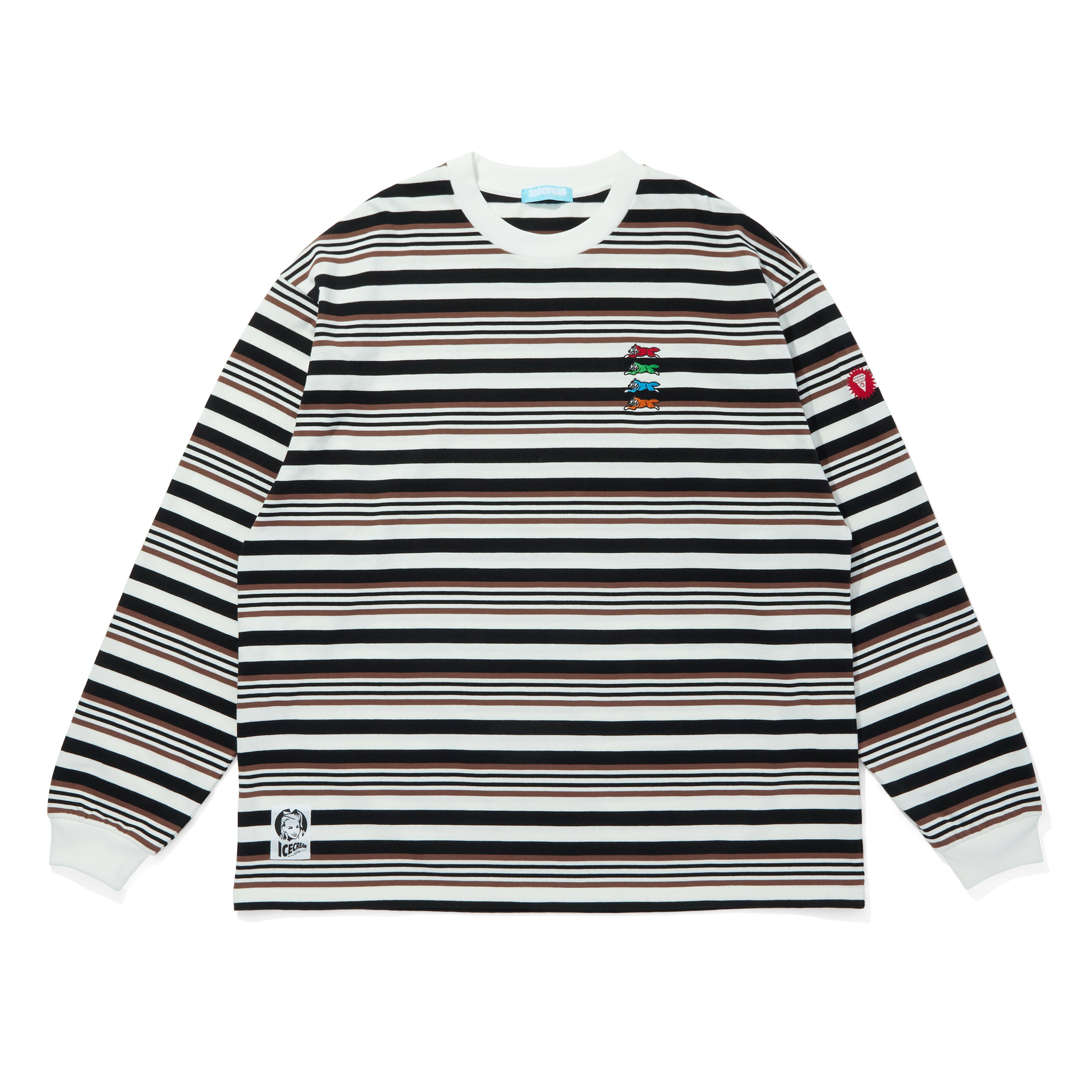 Load image into Gallery viewer, EMBROIDERED LOGO MULTI BORDER L/S T-SHIRT
