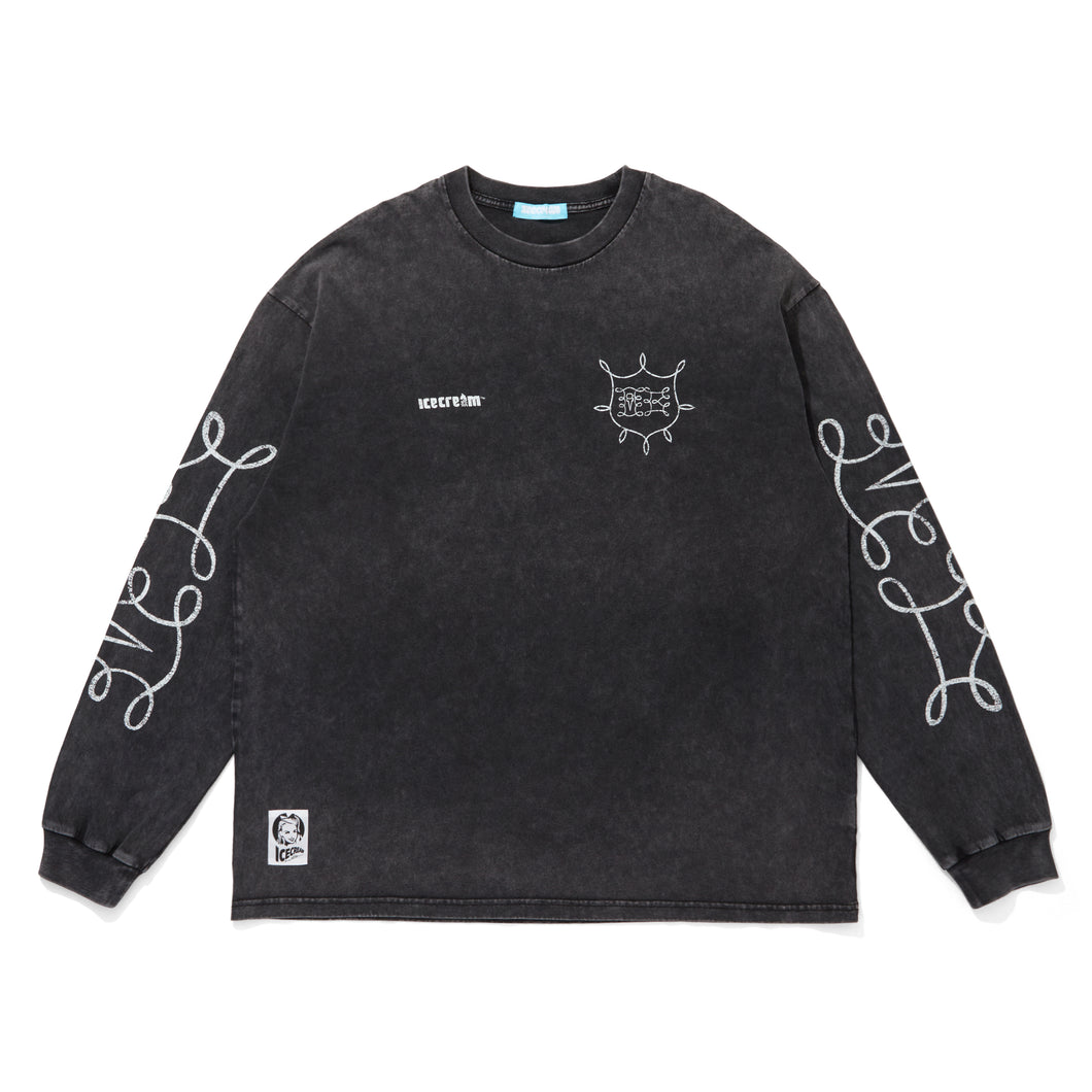 DAMAGED COTTON L/S T-SHIRT_ICECREAM