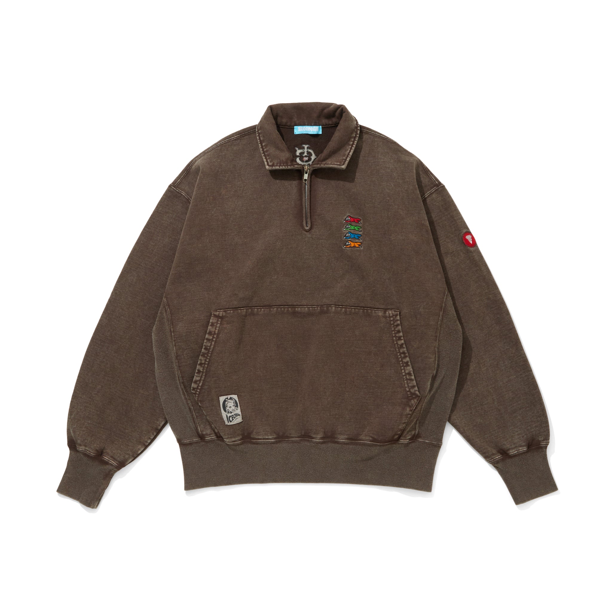 EMBROIDERED LOGO DAMAGED HAFE ZIP SWEATSHIRT – BILLIONAIRE BOYS