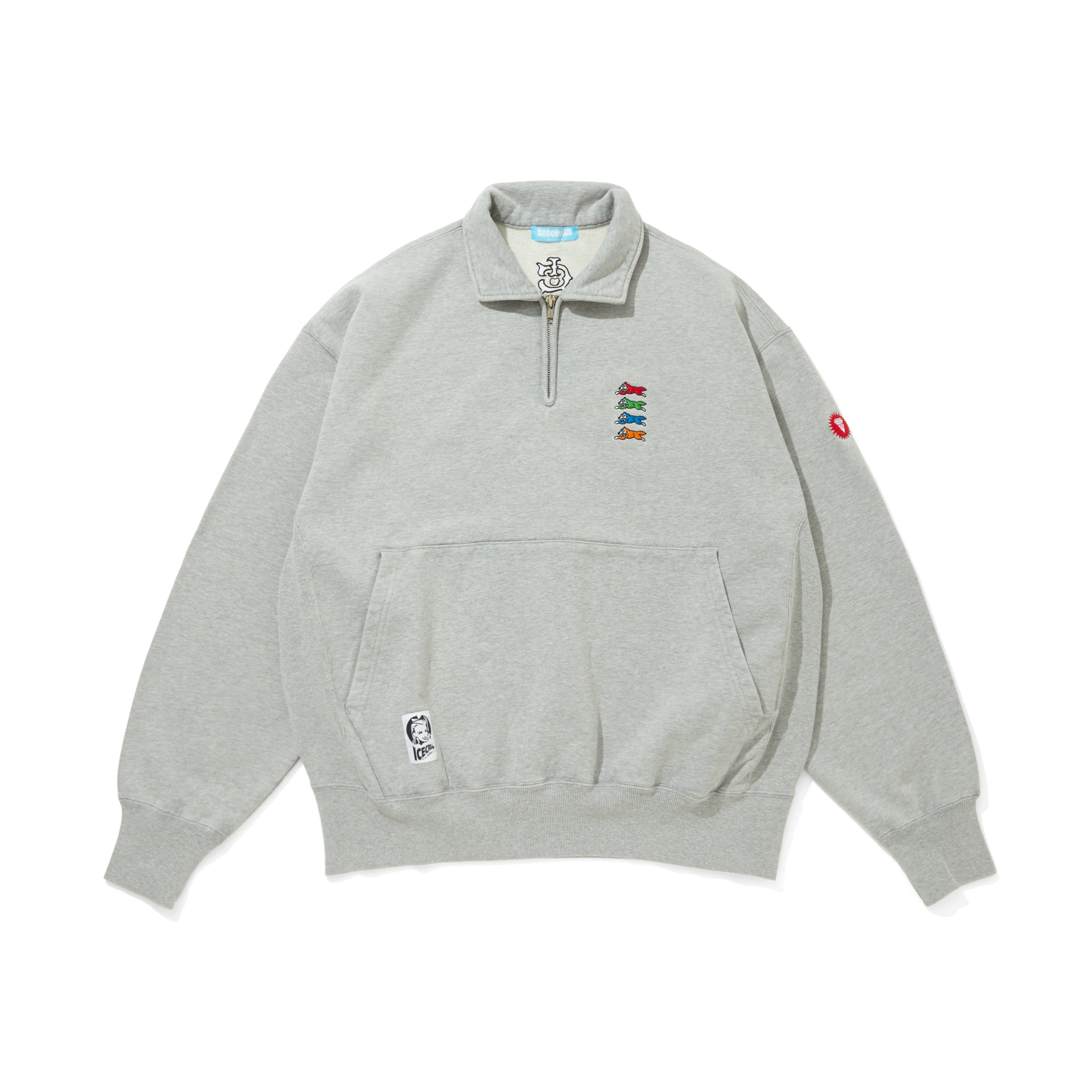 Load image into Gallery viewer, Embroidered Logo Damaged Hafe Zip Sweatshirt

