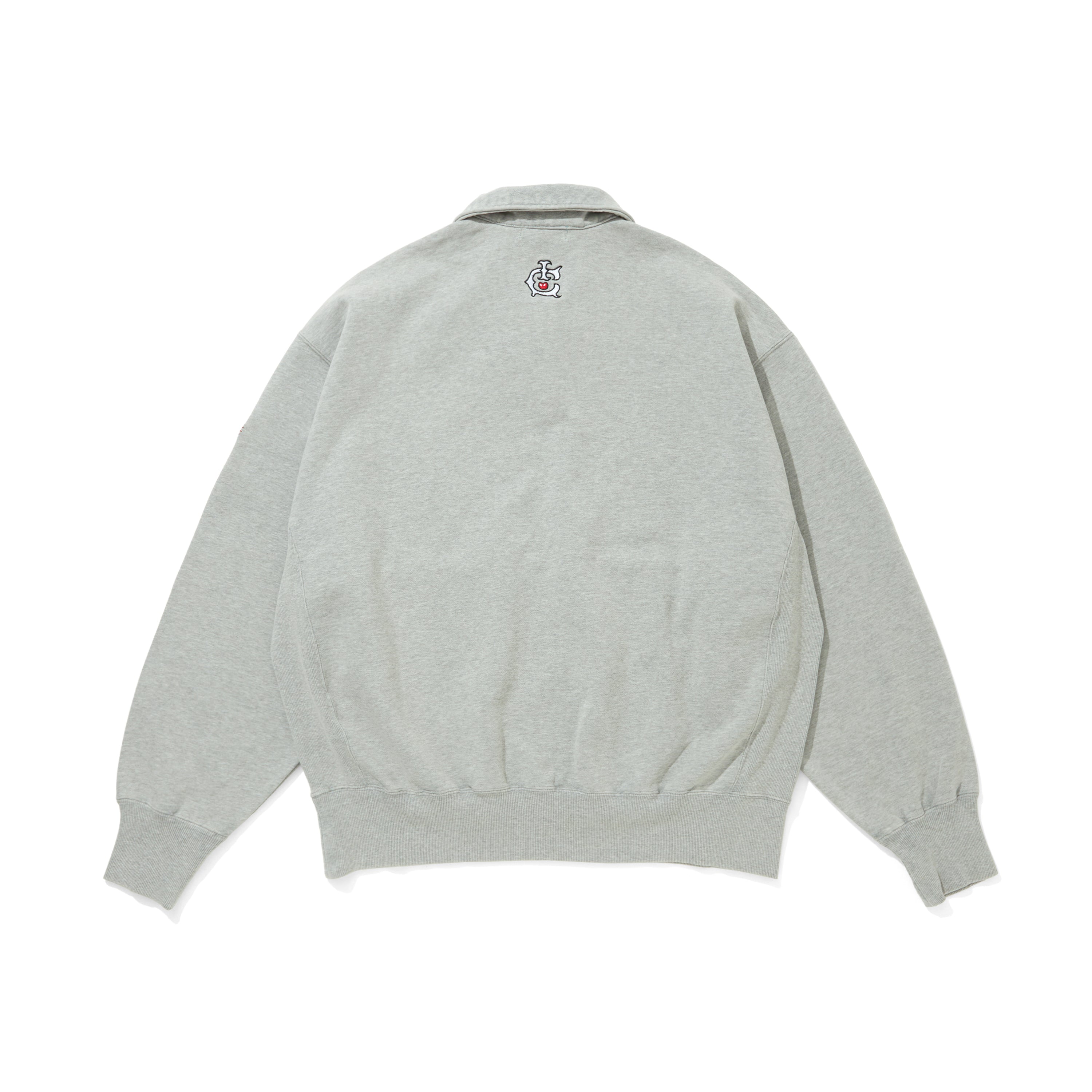 Load image into Gallery viewer, Embroidered Logo Damaged Hafe Zip Sweatshirt
