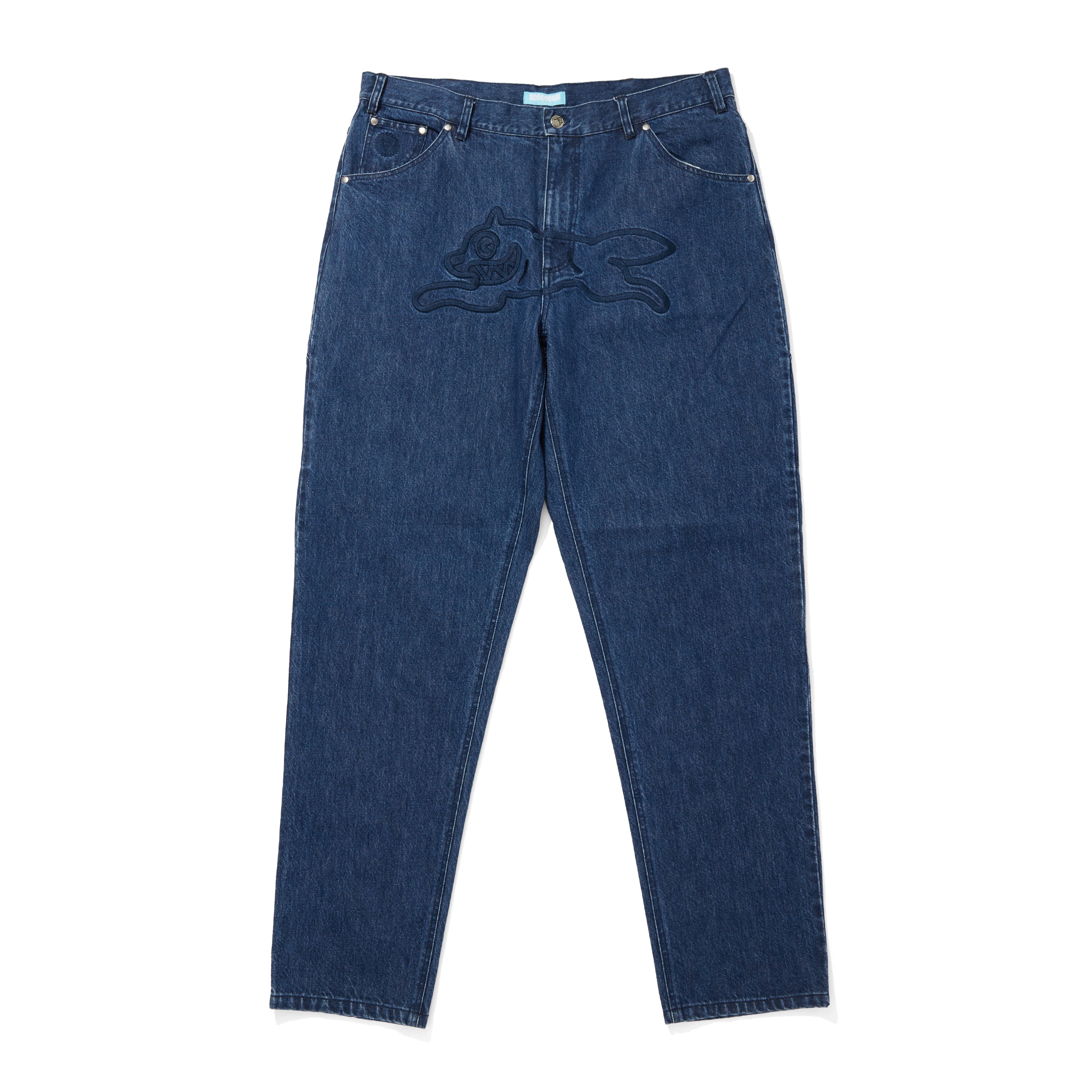 Load image into Gallery viewer, APPLIQUE LOGO BUGGY DENIM PANTS
