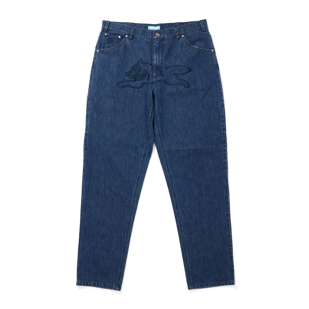 APPLIQUE LOGO BUGGY DENIM PANTS
