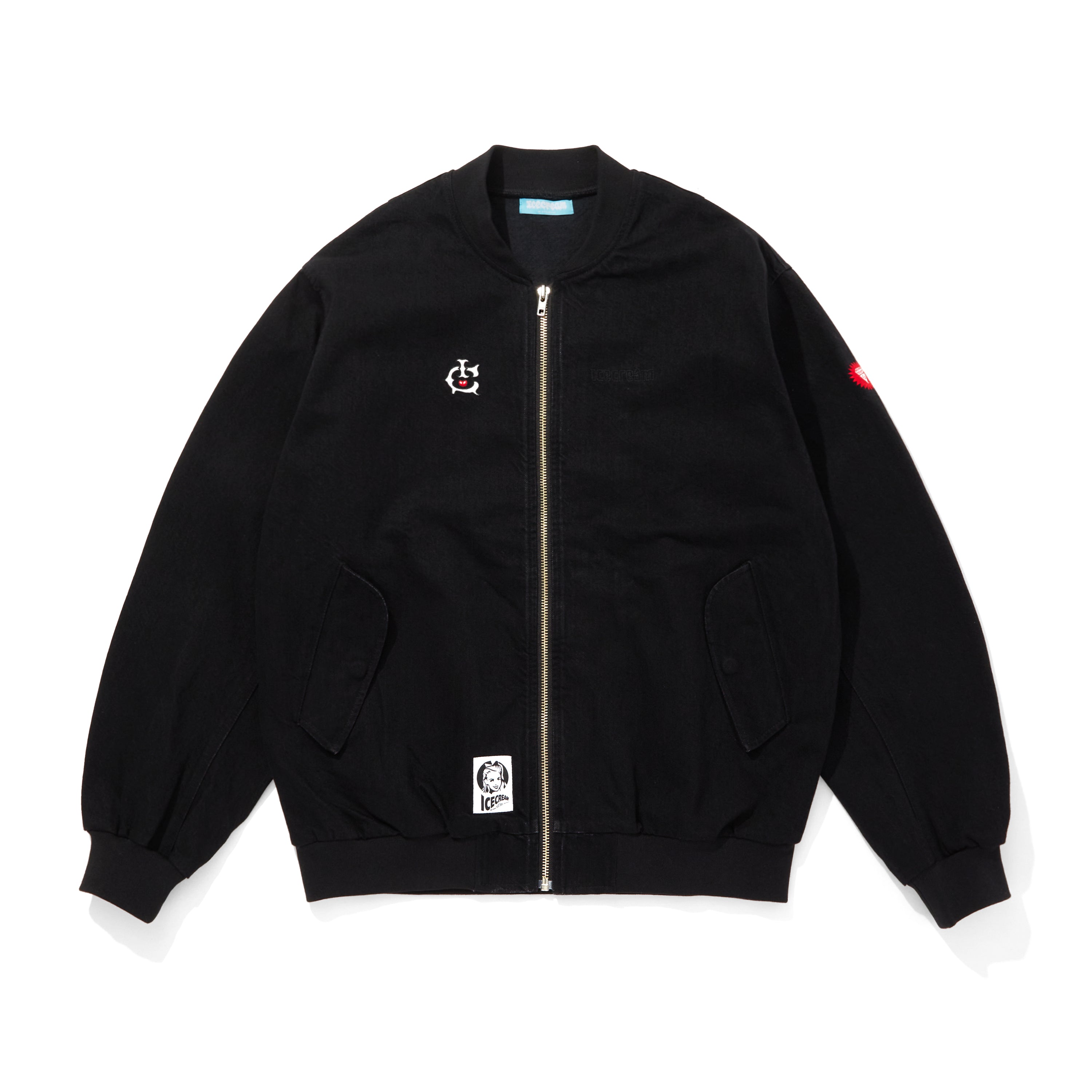 Load image into Gallery viewer, EMBROIDERED LOGO WASHED DENIM ZIP UP JACKET
