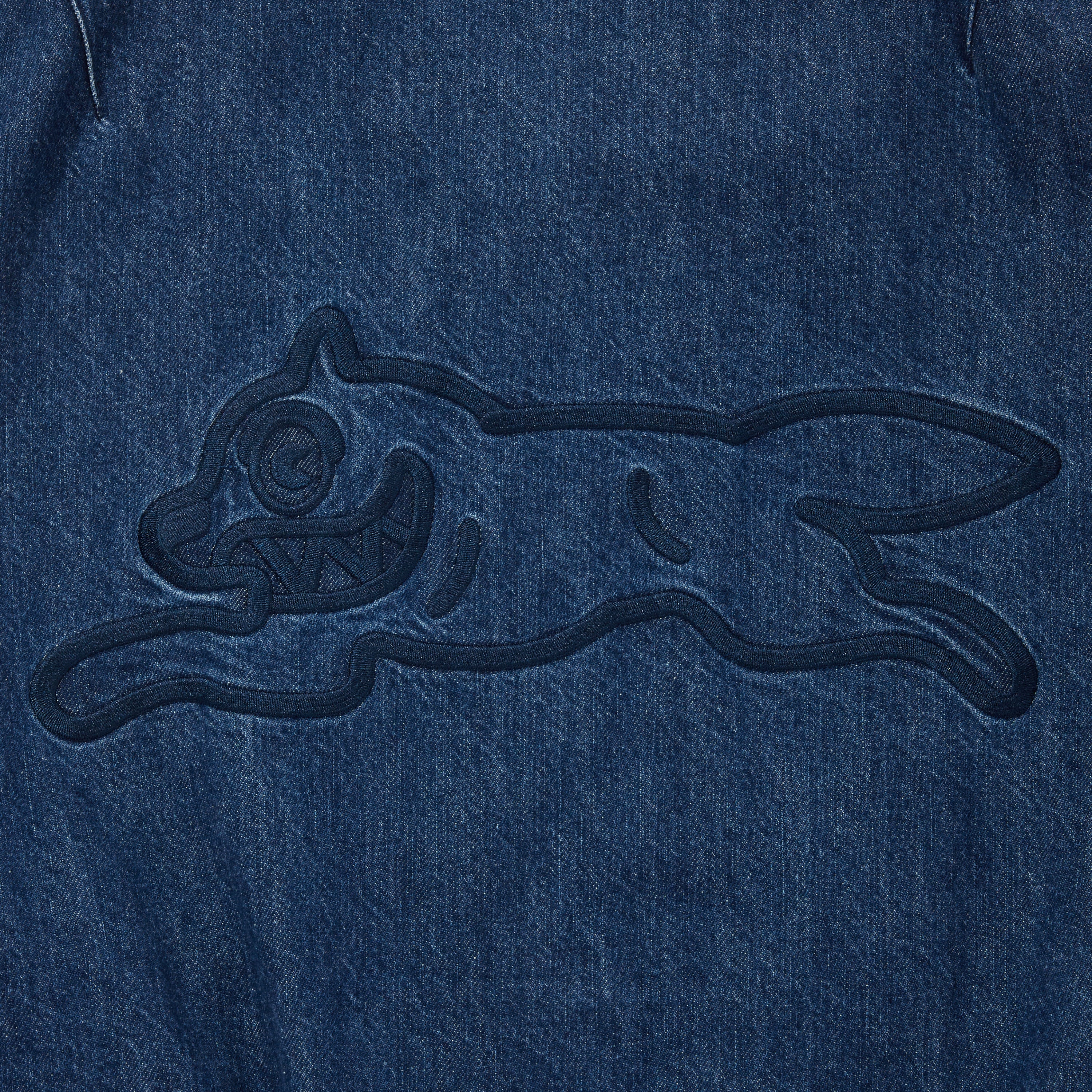 Load image into Gallery viewer, EMBROIDERED LOGO WASHED DENIM ZIP UP JACKET
