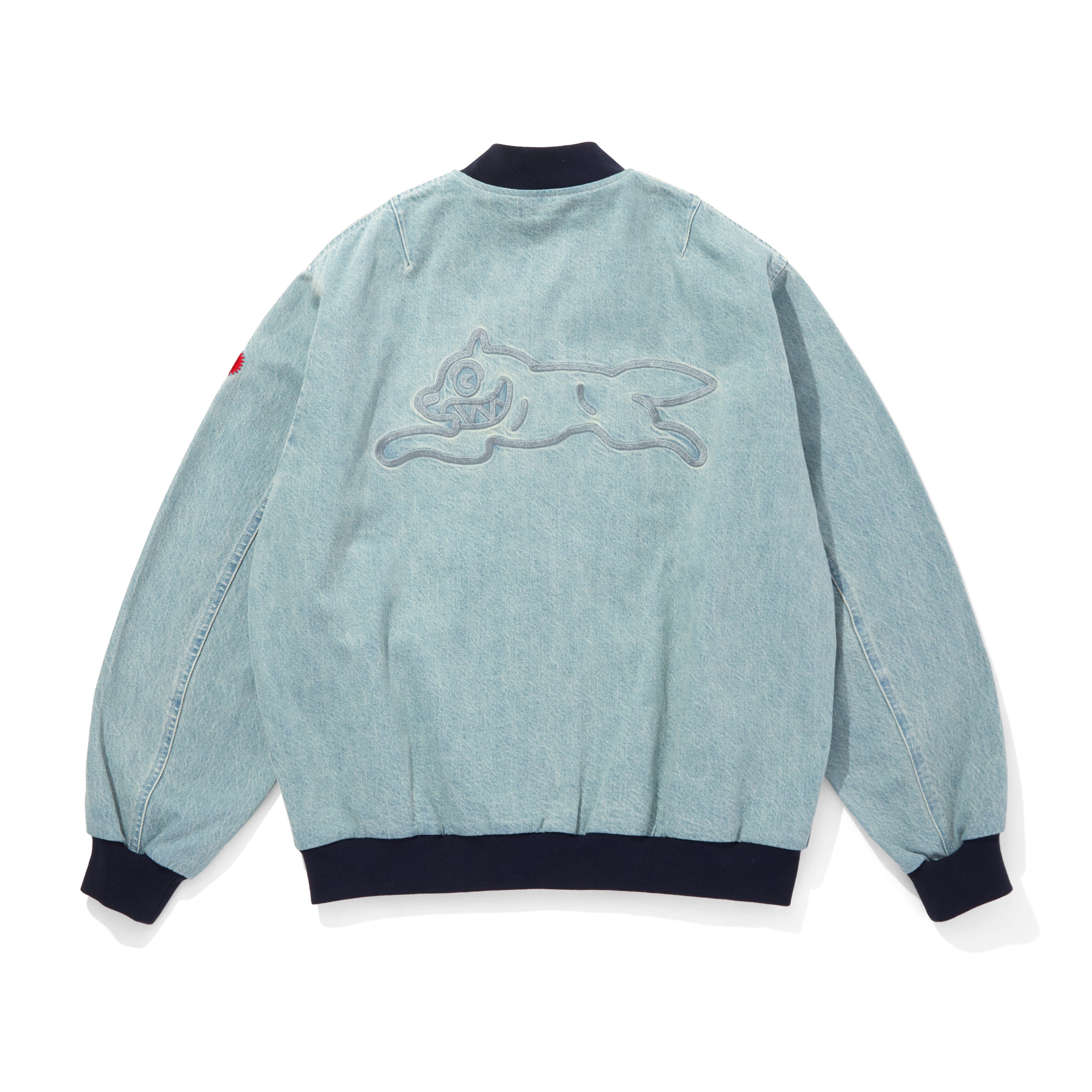 Load image into Gallery viewer, EMBROIDERED LOGO WASHED DENIM ZIP UP JACKET
