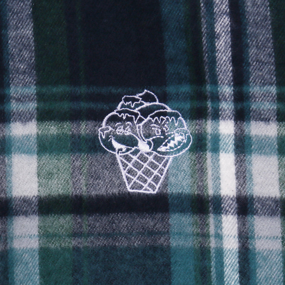 Load image into Gallery viewer, CHECK FLANNEL ZIP UP SHIRT ICECREAM
