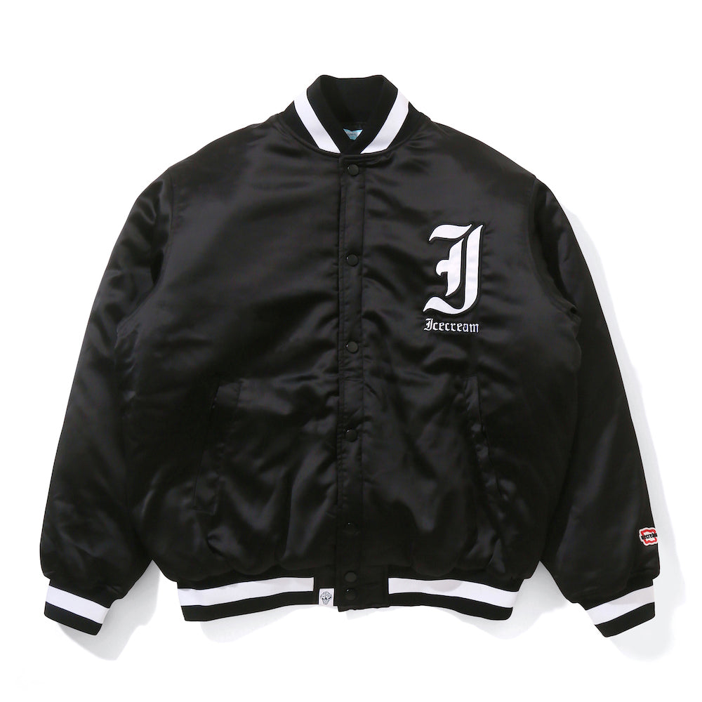 SATIN VARSITY JACKET – BILLIONAIRE BOYS CLUB / ICECREAM OFFICIAL ONLINE  STORE（ビリオネアボーイズクラブ / アイスクリーム オフィシャルオンラインストア）