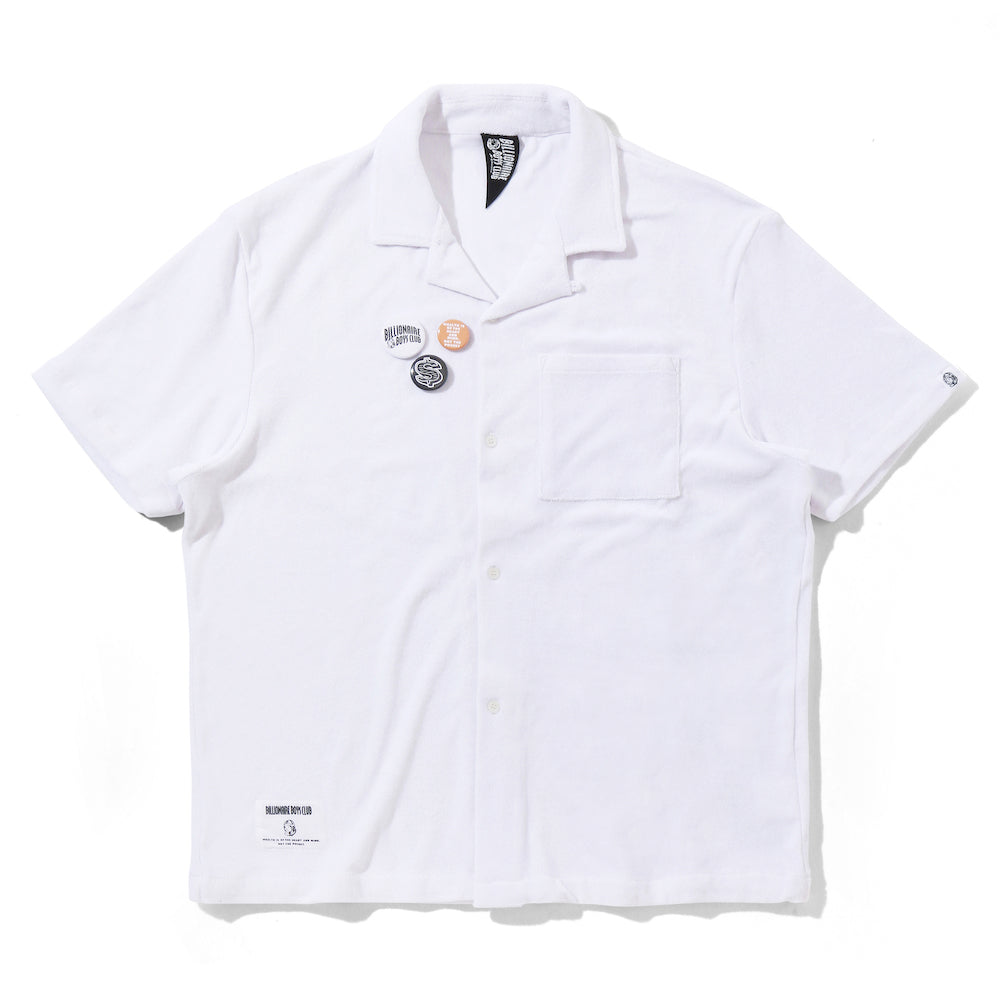 PILE OPEN COLLAR SHIRT S/S  WITH BADGE